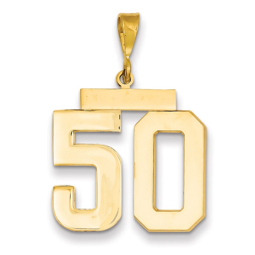 14k Yellow Gold Polished Finish Large Size Number 50 Charm Pendant