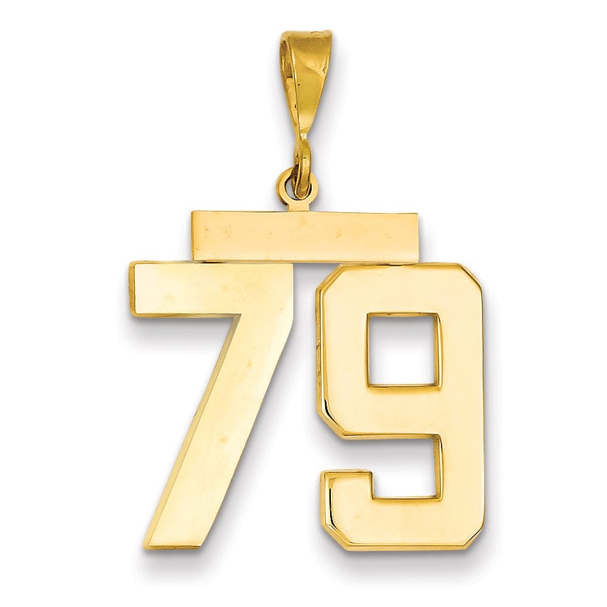 14k Yellow Gold Polished Finish Large Size Number 79 Charm Pendant