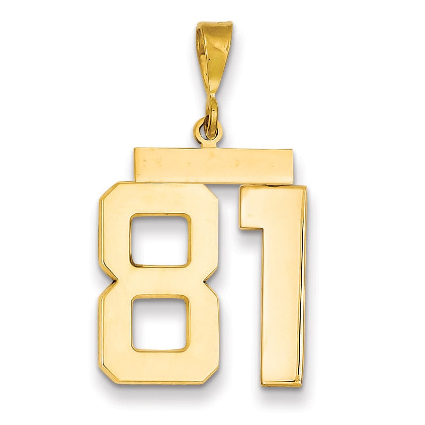 14k Yellow Gold Polished Finish Large Size Number 81 Charm Pendant