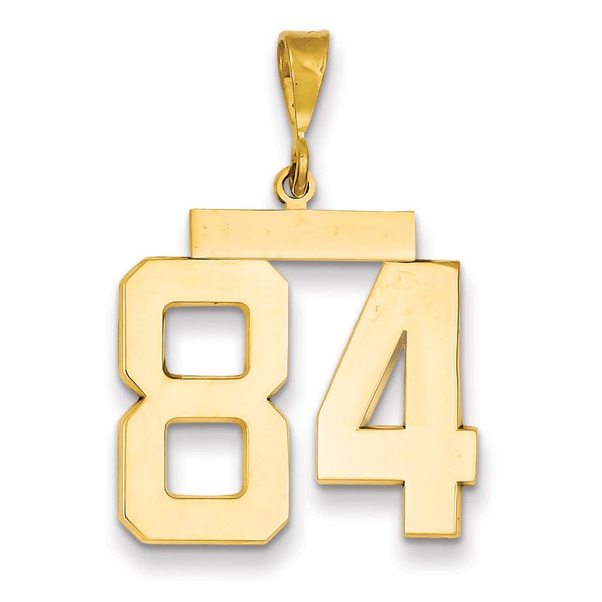 14k Yellow Gold Polished Finish Large Size Number 84 Charm Pendant