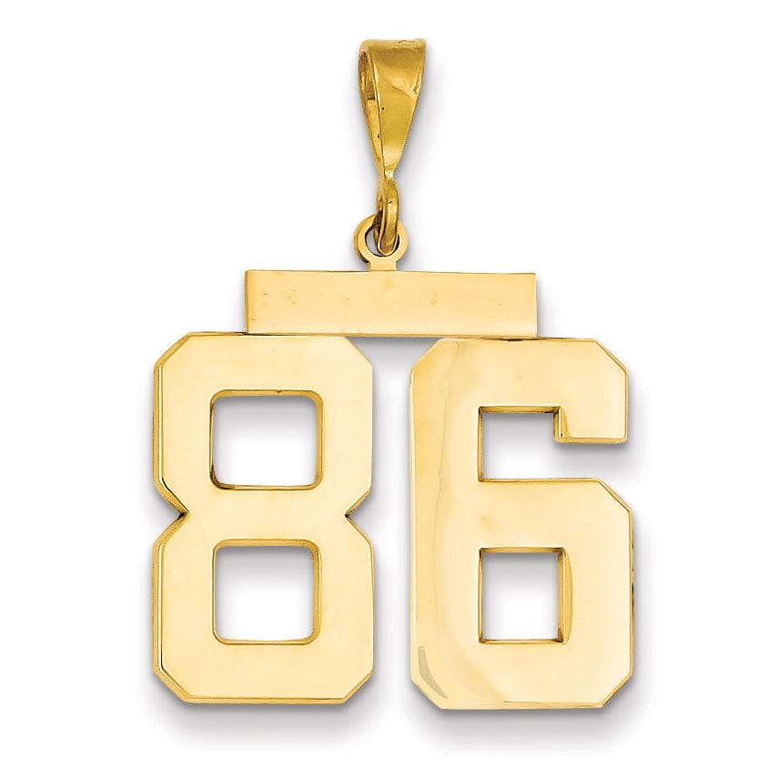 14k Yellow Gold Polished Finish Large Size Number 86 Charm Pendant