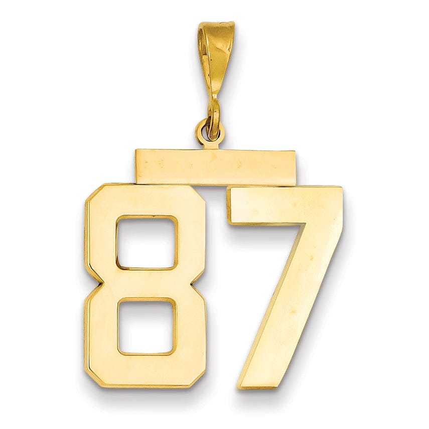 14k Yellow Gold Polished Finish Large Size Number 87 Charm Pendant