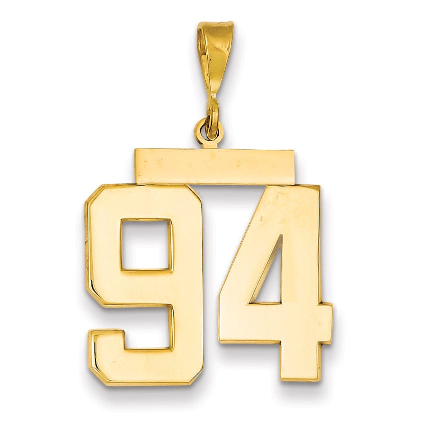 14k Yellow Gold Polished Finish Large Size Number 94 Charm Pendant