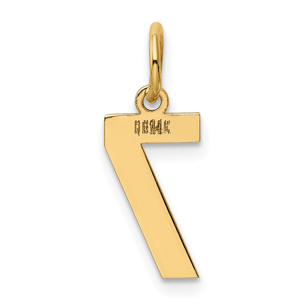 14k Yellow Gold Polished Finish Small Size Number 7 Charm Pendant