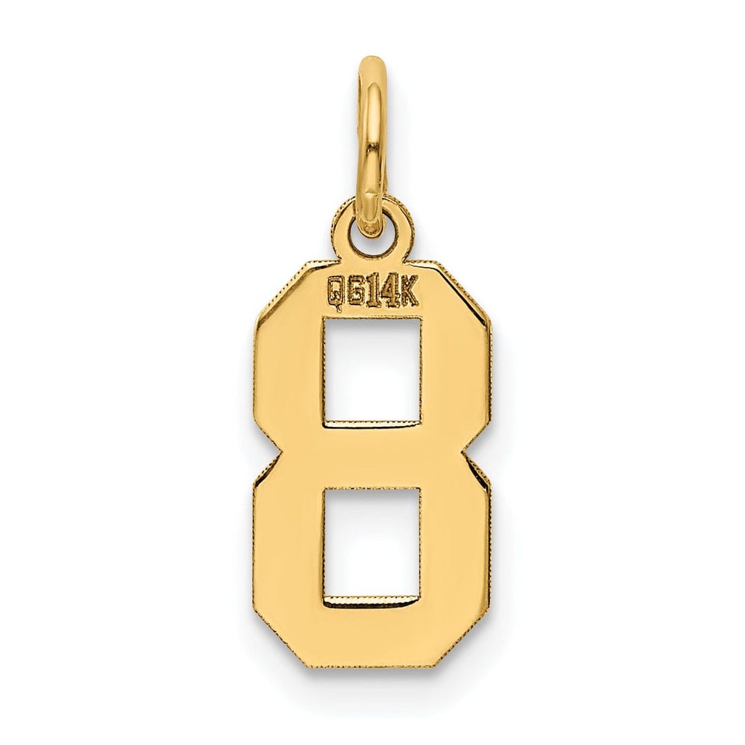 14k Yellow Gold Polished Finish Small Size Number 8 Charm Pendant