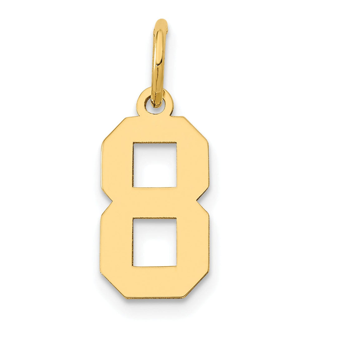 14k Yellow Gold Polished Finish Small Size Number 8 Charm Pendant