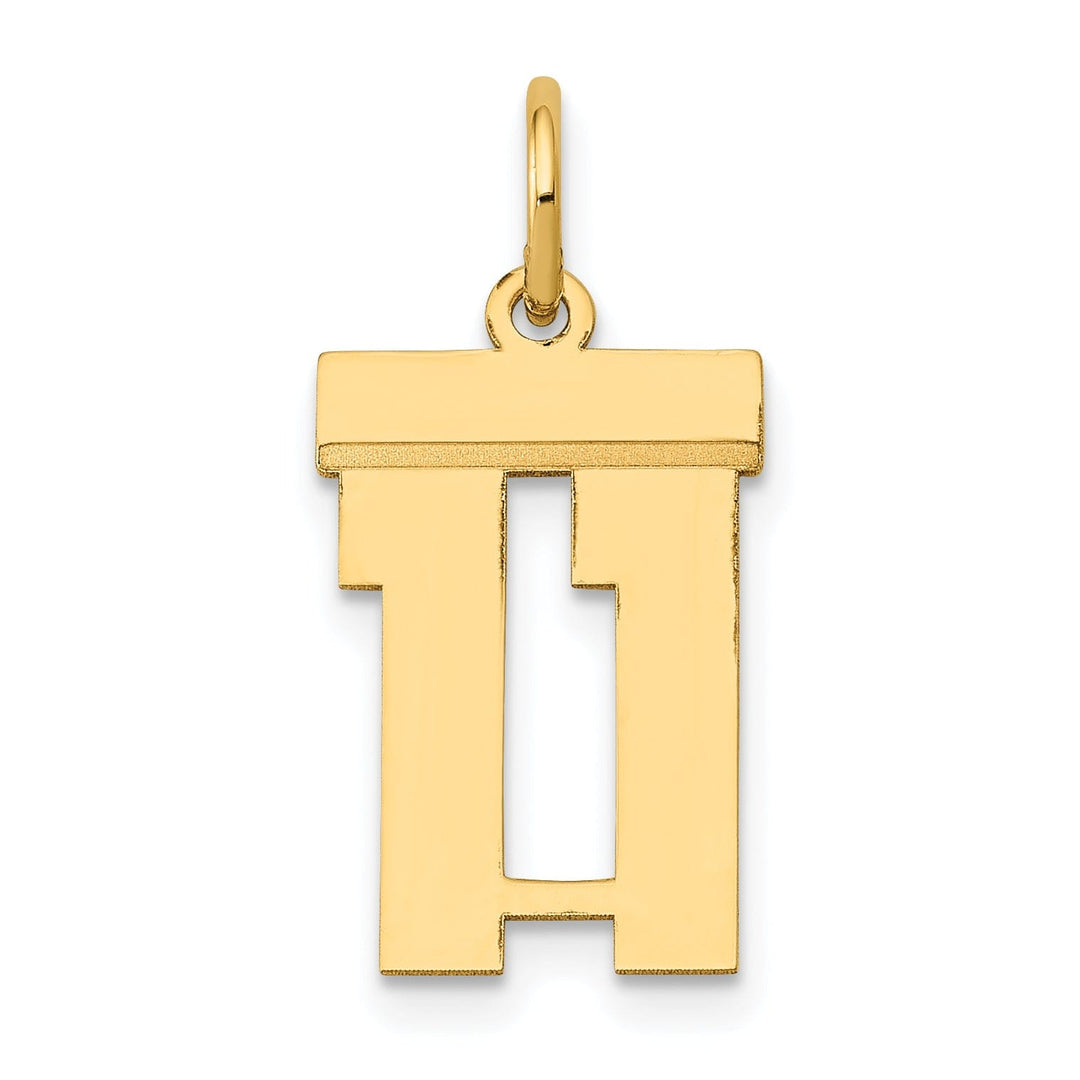 14k Yellow Gold Polished Finish Small Size Number 11 Charm Pendant