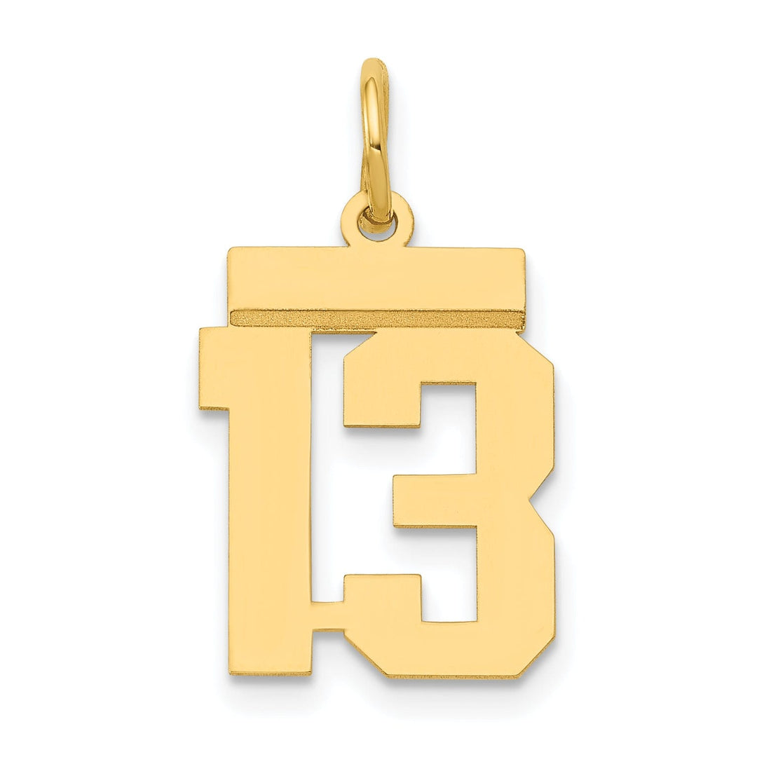 14k Yellow Gold Polished Finish Small Size Number 13 Charm Pendant