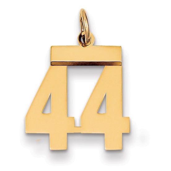 14k Yellow Gold Polished Finish Small Size Number 44 Charm Pendant