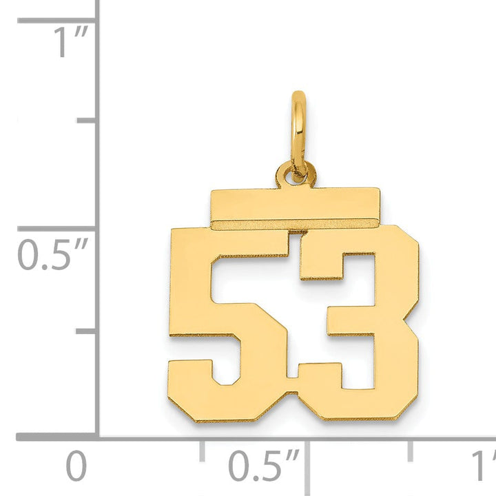 14k Yellow Gold Polished Finish Small Size Number 53 Charm Pendant