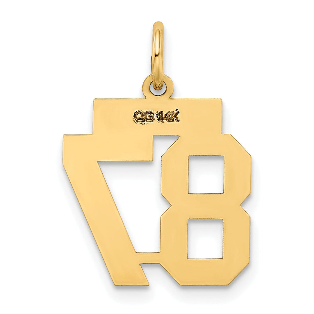 14k Yellow Gold Polished Finish Small Size Number 87 Charm Pendant