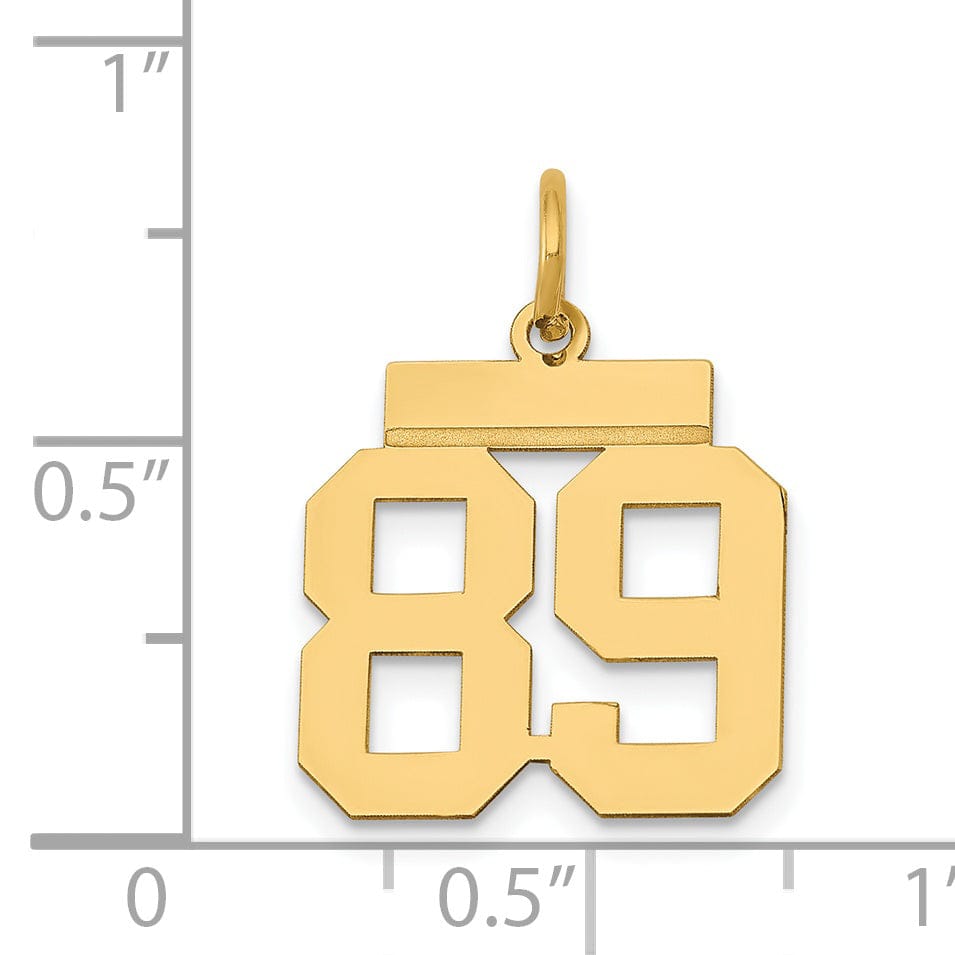 14k Yellow Gold Polished Finish Small Size Number 89 Charm Pendant