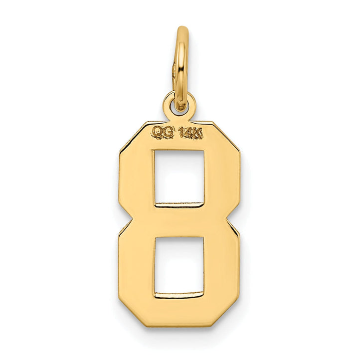 14k Yellow Gold Satin Brush Finish Medium Size Number 8 Charm Pendant