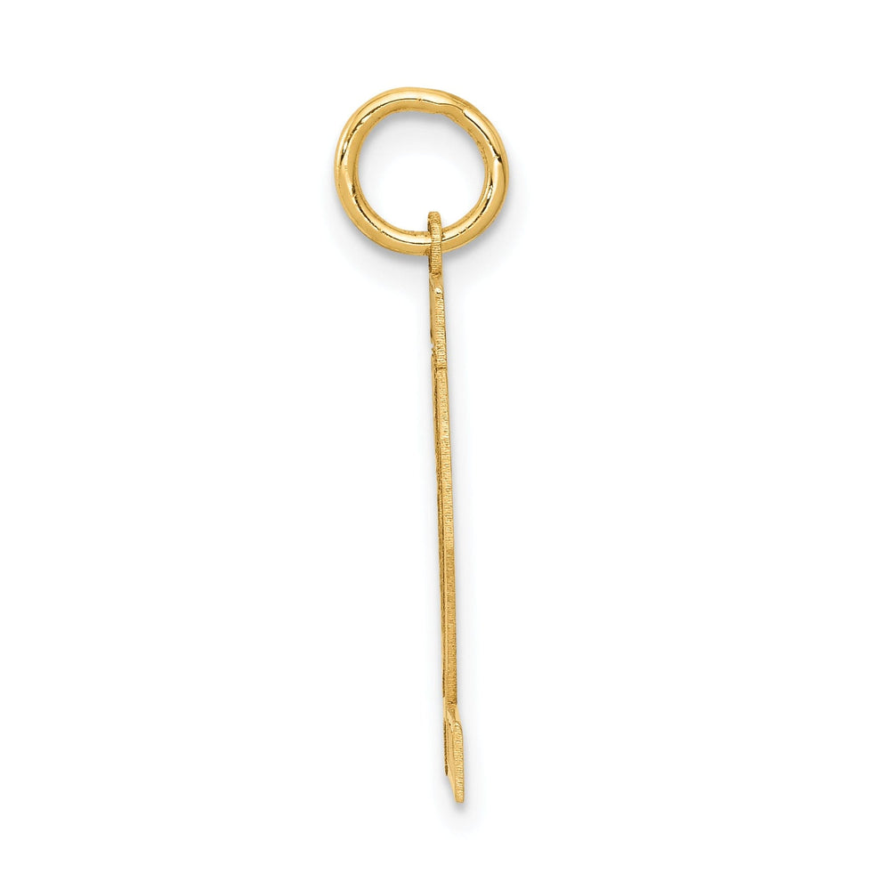 14k Yellow Gold Satin Brush Finish Medium Size Number 22 Charm Pendant