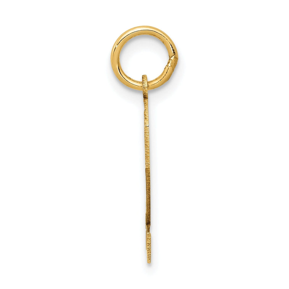 14k Yellow Gold Satin Brush Finish Small Size Number 2 Charm Pendant