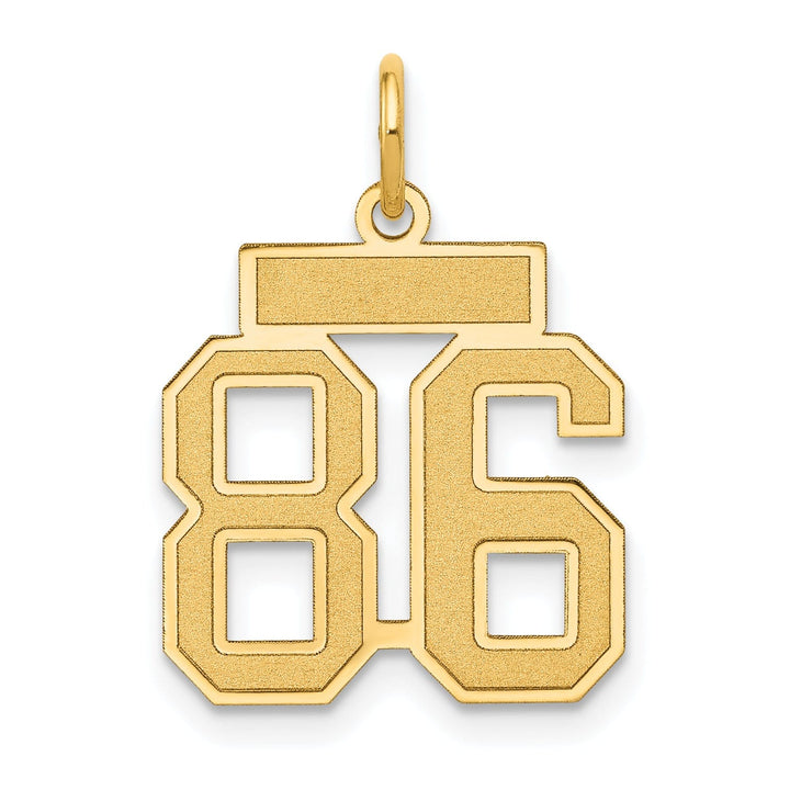 14k Yellow Gold Satin Brush Finish Small Size Number 86 Charm Pendant