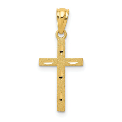 14k Yellow Gold Satin Diamond Cut Cross Pendant at $ 41.89 only from Jewelryshopping.com
