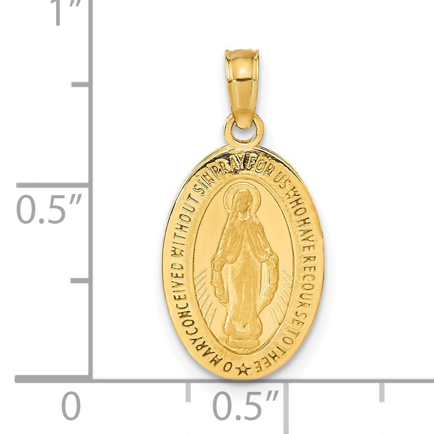 14k Yellow Gold Miraculous Medal Pendant