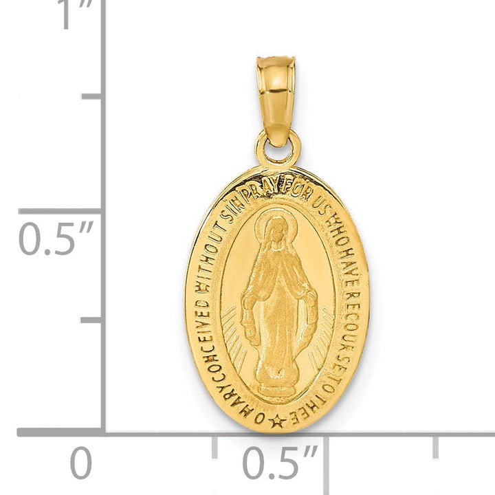 14k Yellow Gold Miraculous Medal Pendant