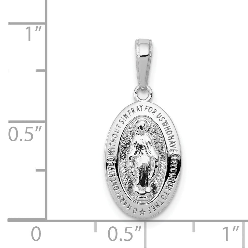 14K White Gold Small Miraculous Medal Pendant