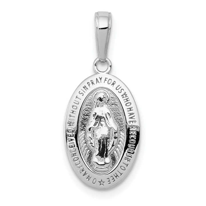 14K White Gold Small Miraculous Medal Pendant