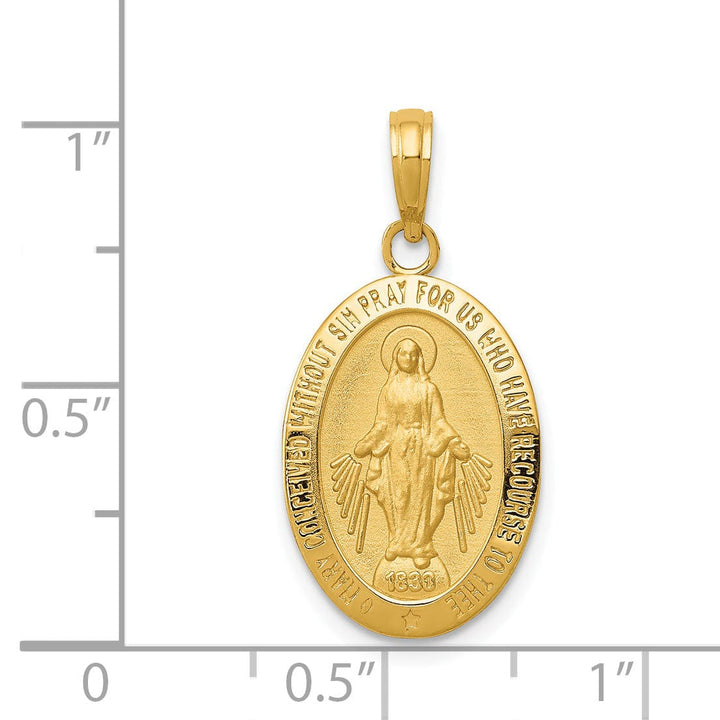 14k Yellow Gold Miraculous Medal Pendant