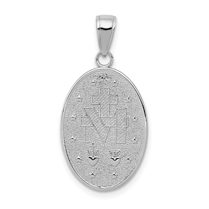 14K White Gold Large Miraculous Medal Pendant