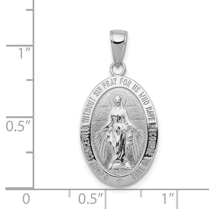 14K White Gold Large Miraculous Medal Pendant