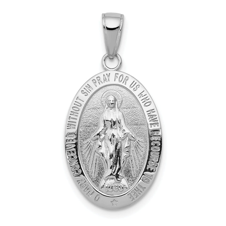 14K White Gold Large Miraculous Medal Pendant