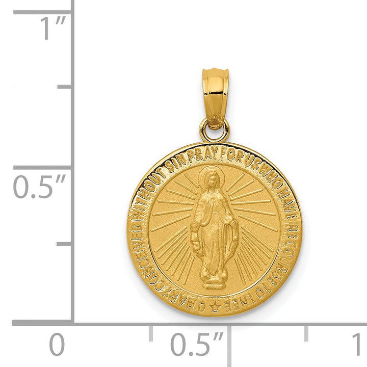 14k Yellow Gold Miraculous Medal Pendant