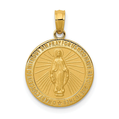 14k Yellow Gold Miraculous Medal Pendant at $ 160.79 only from Jewelryshopping.com