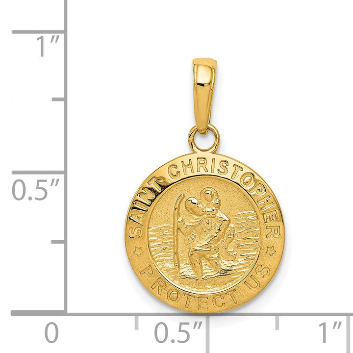 14k Yellow Gold Saint Christopher Medal Pendant