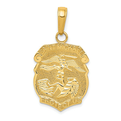 14k Yellow Gold Saint Michael Medal Badge at $ 189.77 only from Jewelryshopping.com