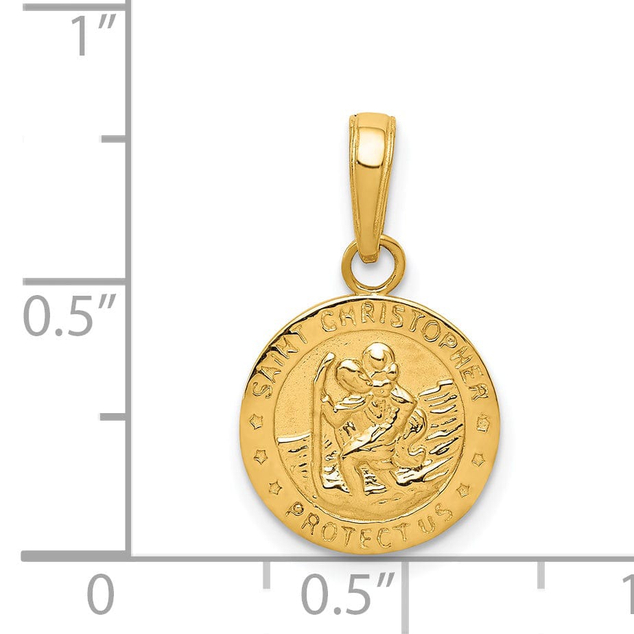 14k Yellow Gold Saint Christopher Medal Pendant