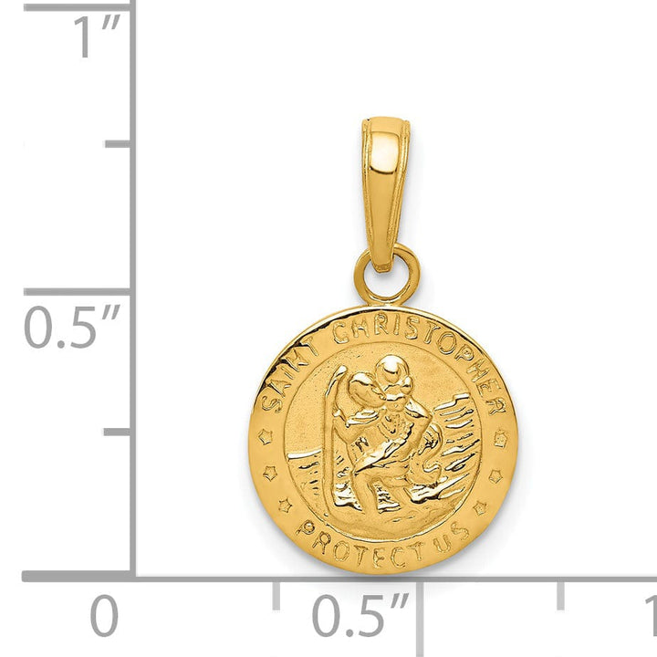 14k Yellow Gold Saint Christopher Medal Pendant