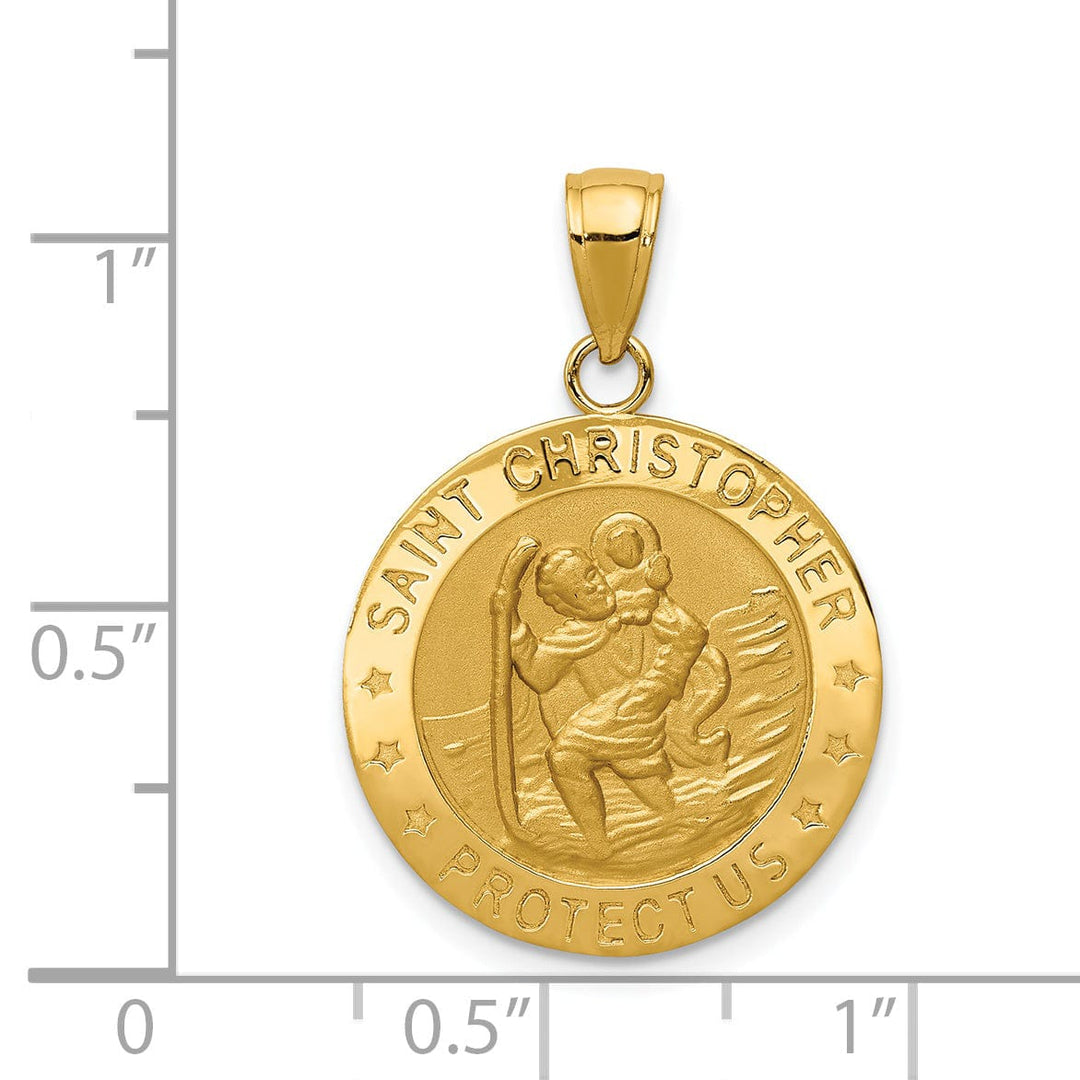 14k Yellow Gold Saint Christopher Medal Pendant