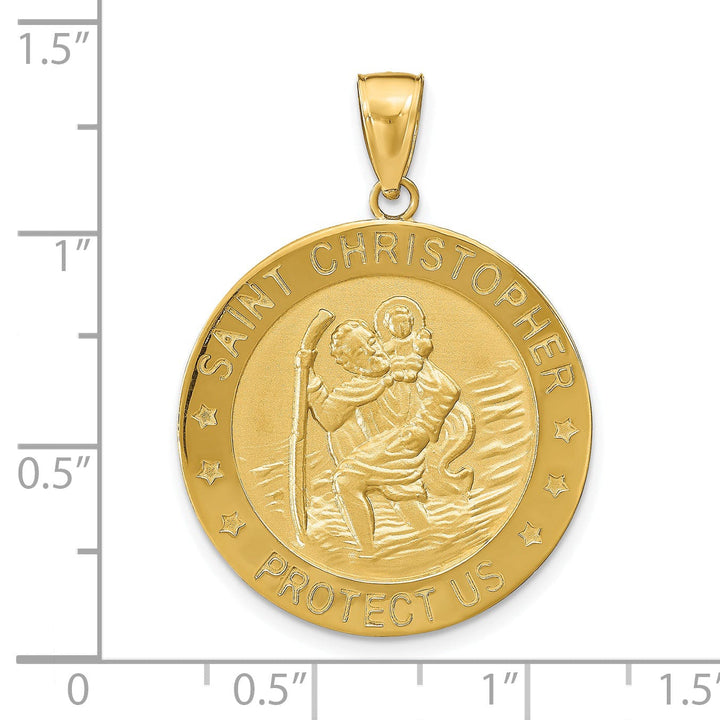 14k Yellow Gold Saint Christopher Hollow Medal