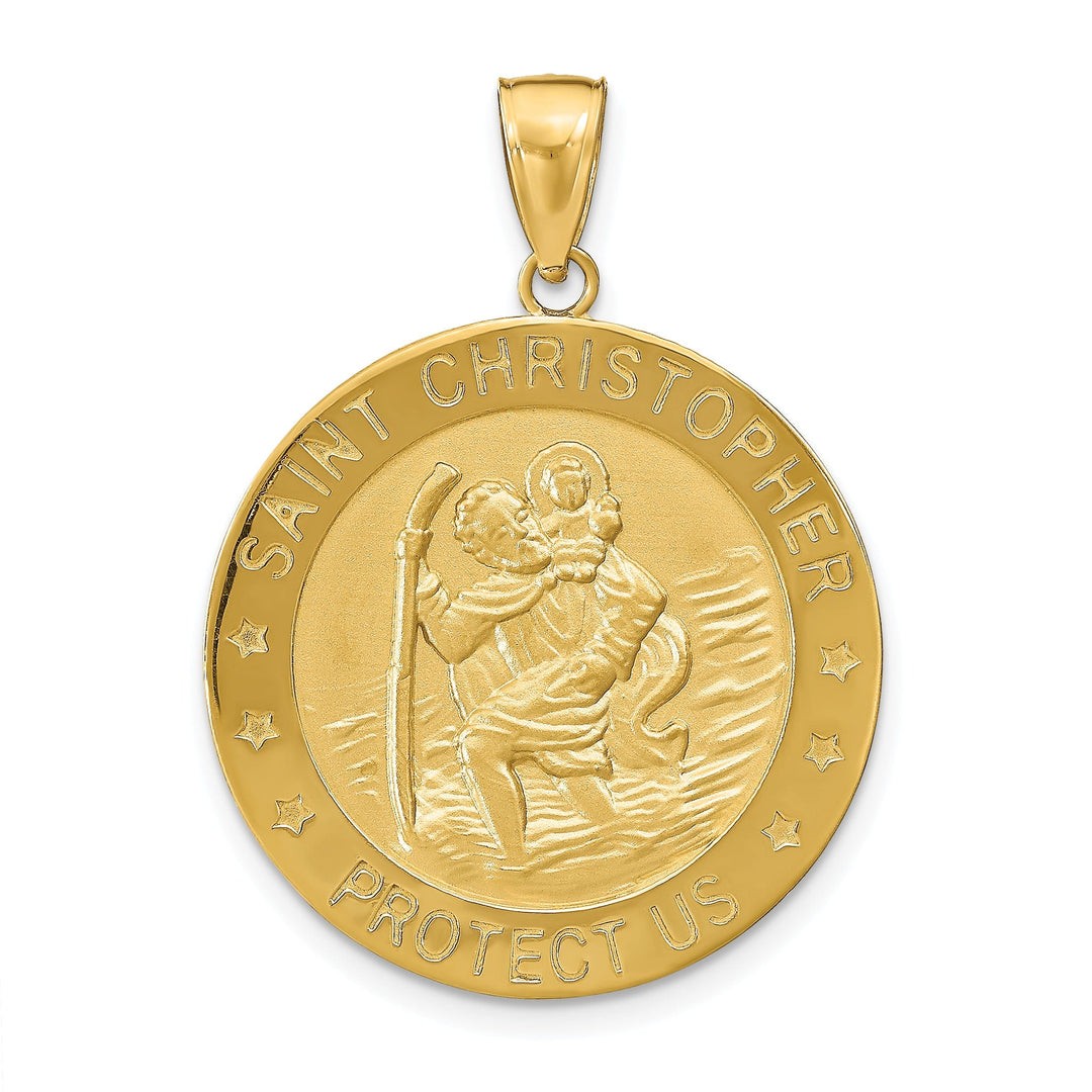 14k Yellow Gold Saint Christopher Hollow Medal