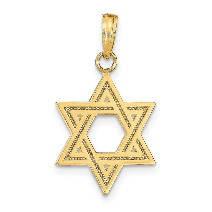 14K Yellow Gold Polished Satin Texture Finish Star Of David Pendant