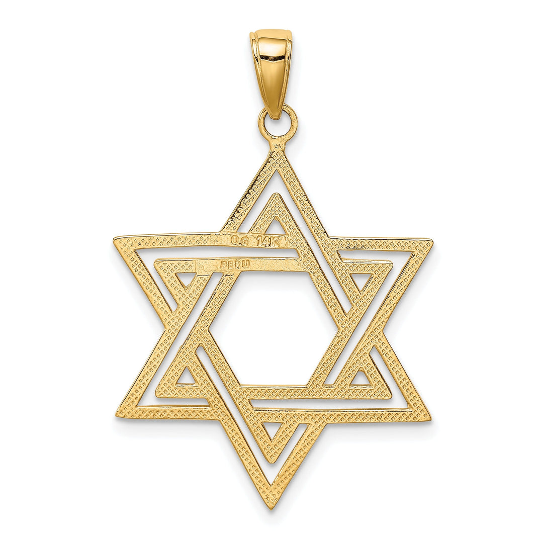 14K Yellow Gold Polished Finish Solid Star of David Charm Pendant