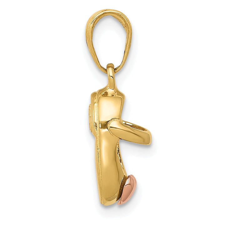 14k Two Tone Gold Baby Shoe Heart Design Charm