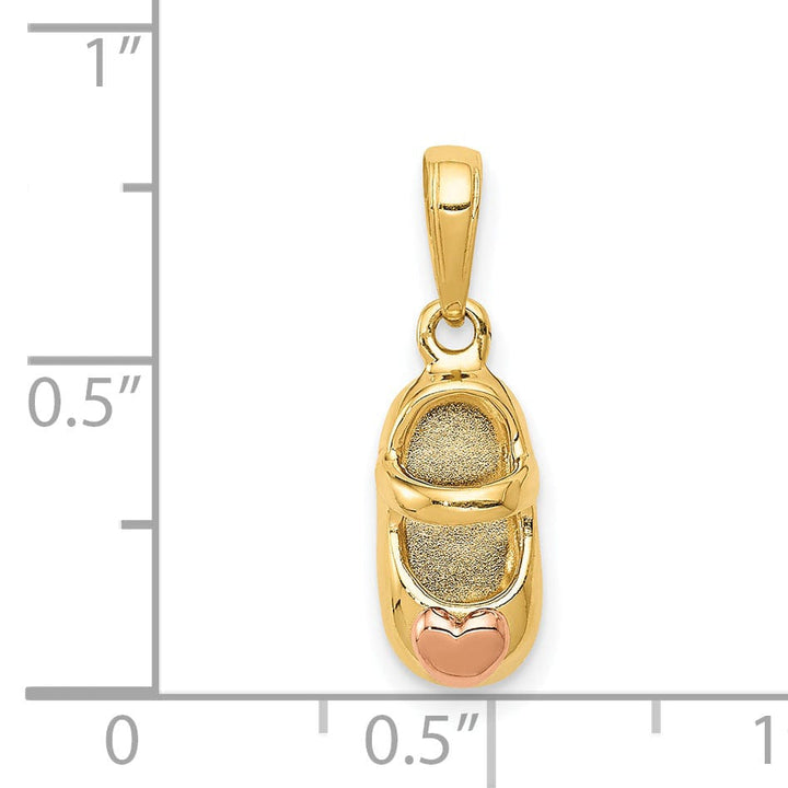 14k Two Tone Gold Baby Shoe Heart Design Charm