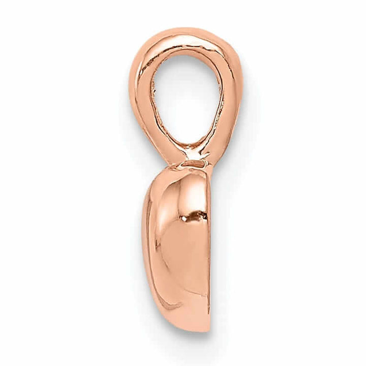 14K Rose Gold Solid Polished Finish Open Back Domed Heart Shape Charm Pendant