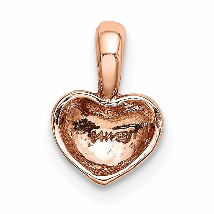 14K Rose Gold Solid Polished Finish Open Back Domed Heart Shape Charm Pendant