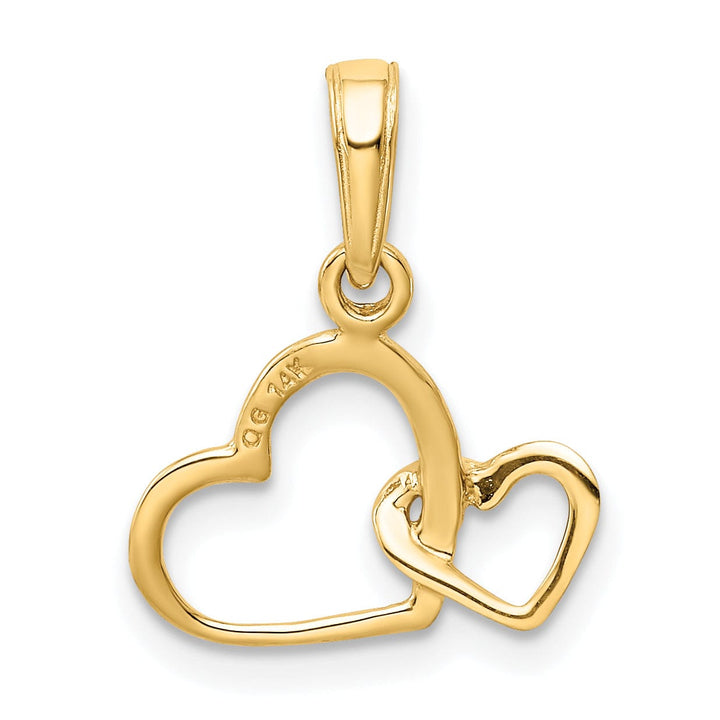 14k Yellow Gold Double Heart Charm Pendant