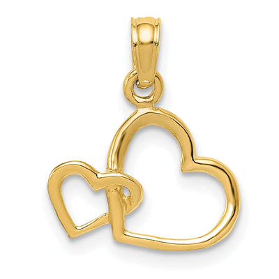 14k Yellow Gold Double Heart Charm at $ 54.04 only from Jewelryshopping.com