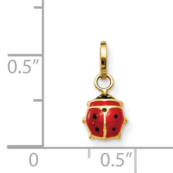 14k Yellow Gold Enameled Ladybug Charm Pendant