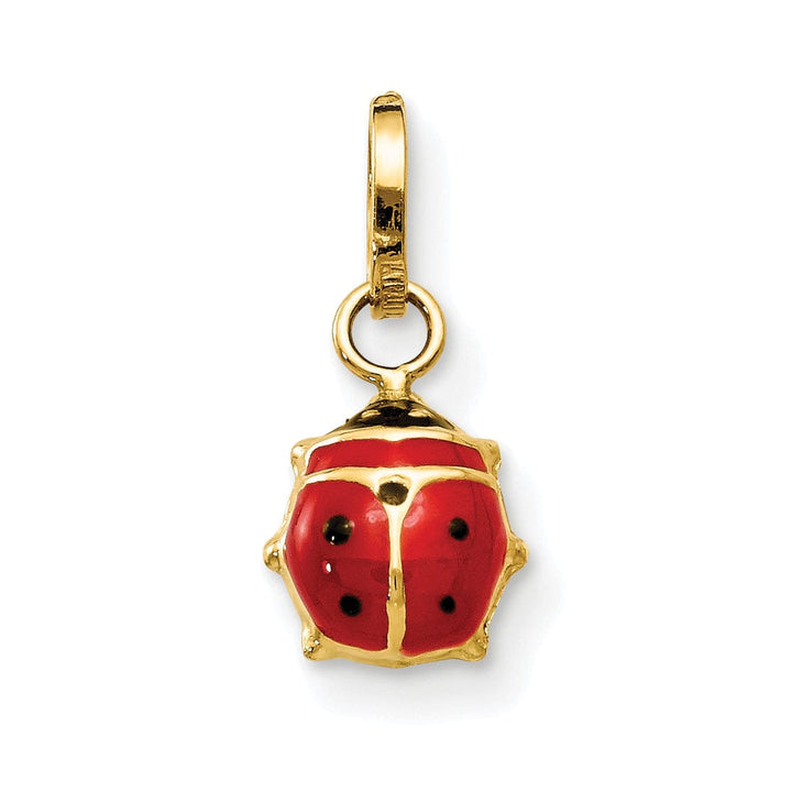 14k Yellow Gold Enameled Ladybug Charm Pendant