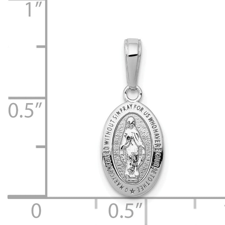 14K White Gold Mini Miraculous Medal Pendant