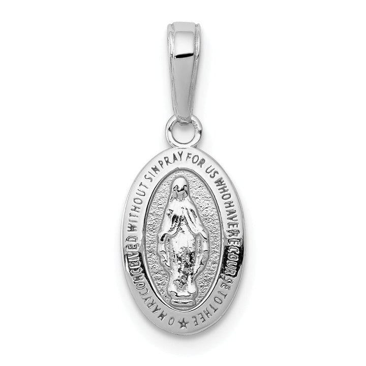 14K White Gold Mini Miraculous Medal Pendant